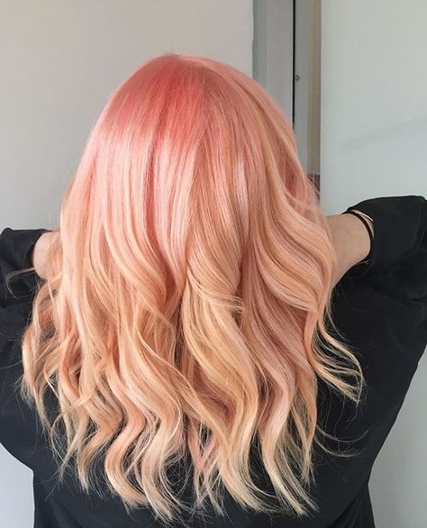 Romantic Hair Color, Peach Pink Hair, Peach Hair Dye, Coral Hair, Wedding Hair Colors, Windows To The Soul, Peach Hair, Lashes Mascara, Korean Hair