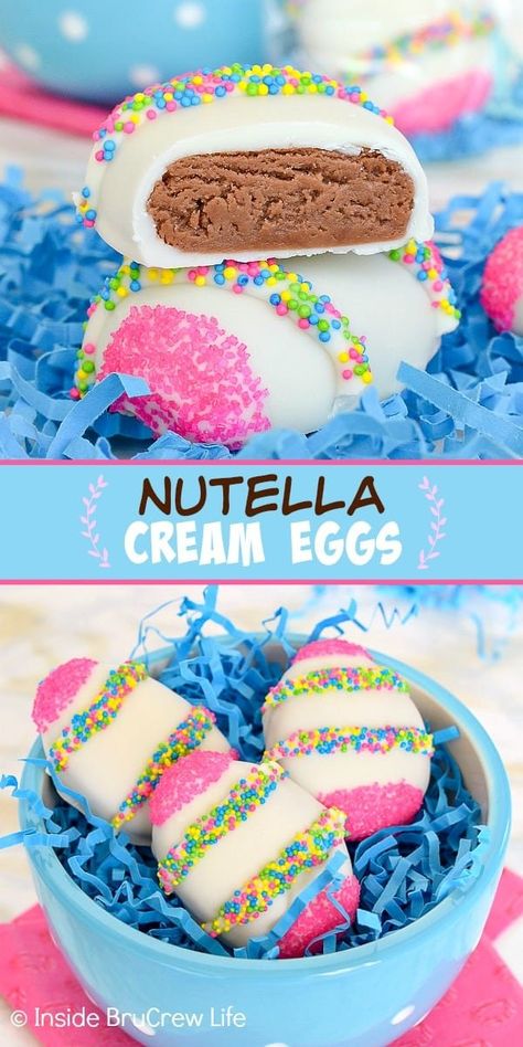 Easter Egg Dessert Ideas, Candy Easter Eggs, Easter Candy Ideas, Cream Easter Eggs, Nutella Cream, Cream Eggs, Easy Easter Treats, Easy Easter Desserts, Egg Ideas