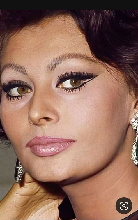 Late 60s Makeup, Sophia Loren Eye Makeup, Sophia Loren Makeup, Vintage Eyeliner, Cat Eye Tattoos, Hollywood Lashes, Italian Makeup, Vintage Makeup Looks, 60s Makeup