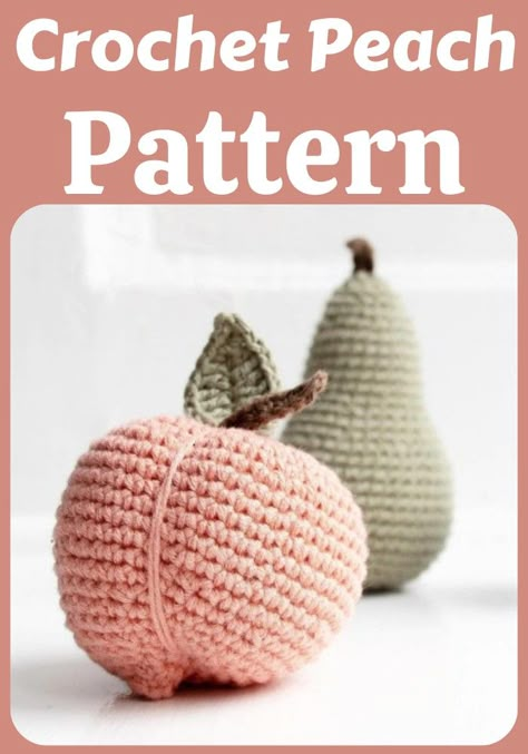 Crochet Peach Pattern In Plump Shape - DIY Crafts Crochet Peach Pattern Free, Crochet Fruit Pattern Free, Peach Crochet Pattern, Crochet Fruit Pattern, Crochet Peach, Fruit Crochet, Blanket Coats, Crochet Christmas Hats, Crochet Heart Pattern