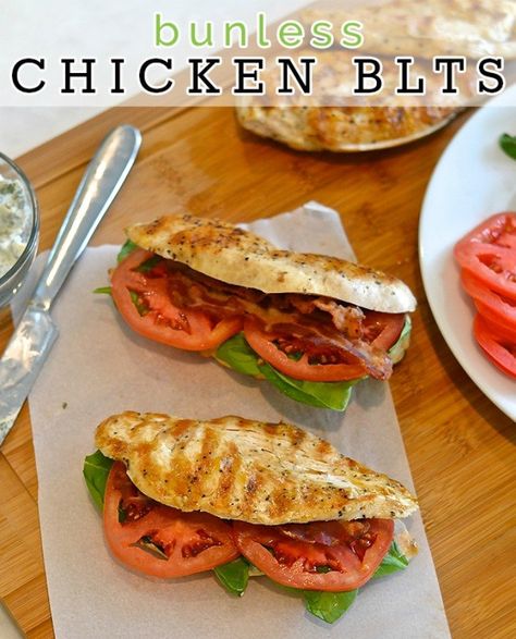 Paleo No-Bun Chicken BLT Sandwich Recipe - Scrappy Geek Crispy Chicken Sandwich Recipes, Chicken Blt Sandwich, Lean Lunches, Chicken Caprese Sandwich, Healthy Food Meal Prep, Blt Sandwich Recipes, Sandwich Inspiration, Crispy Chicken Sandwich, Caveman Diet Recipes