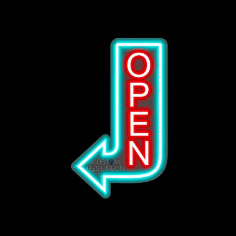 Open Bar Arrow Left Neon Sign, Outdoor Left Arrow Led Sign, Arrow Left Led Light, Text Arrow Neon Light, Restaurant Enter Welcome Room Decor by CustomBestNeon on Etsy Business Signs Outdoor, Coffee Shop Signs, Neon Open Sign, Led Store, Advertising Methods, Storefront Signs, Open Sign, Custom Neon Lights, Neon Decor