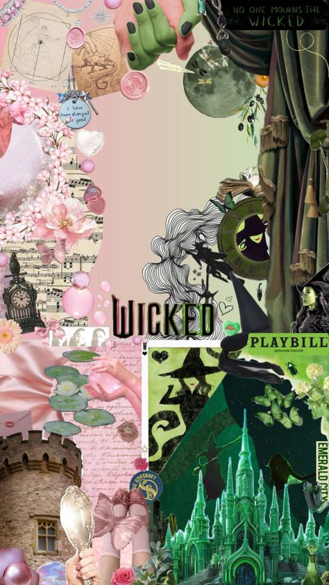 Broadway Wicked, Musical Wallpaper, Elphaba And Glinda, Wicked Musical, Pink Wallpaper Backgrounds, Phone Wallpaper Pink, Iphone Case Stickers, Flower Iphone Wallpaper, Macbook Wallpaper