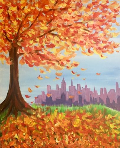 Autumn Landscape Painting Easy, Fall Tree Painting Easy, Fall Landscape Drawing, November Painting Ideas, Autumn Painting Ideas Easy, Tree Painting Easy, Autumn Landscape Painting, Fall Landscape Painting, Painting On Canvas For Beginners