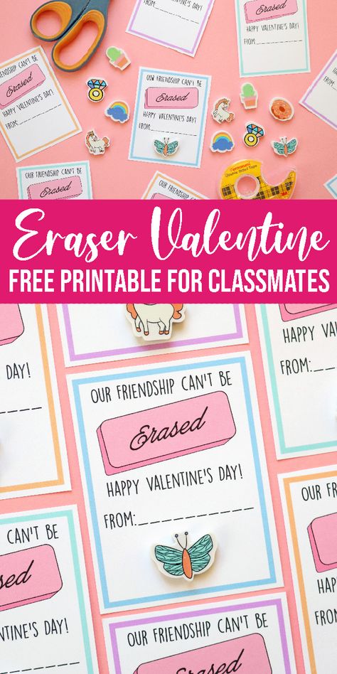 Our friendship can’t be “Erased” Valentine! This Dollar Tree Eraser Valentine Eraser Printable is the perfect way to give a non-candy Valentine to your child’s class! Affordable Valentine Eraser Printable! #passion4savings #diy #valentines #day #gift #idea #printable #homemade Eraser Valentine, Keto Valentines, Mocha Cheesecake, Valentines Recipes Desserts, Keto Pumpkin Pie, Mint Chip Ice Cream, Coconut Flour Recipes, Strawberry Mousse, Butter Tarts