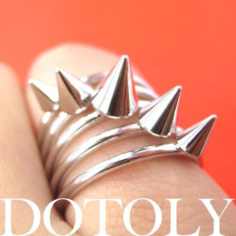 Spiked Studded Rocker Chic Ring in Silver Size 6.5 | DOTOLY Concert Outfit Rock, Spike Ring, Mini Ring, Chic Rings, Rocker Style, Hipster Outfits, Rocker Chic, Detailed Ring, Bangles Jewelry