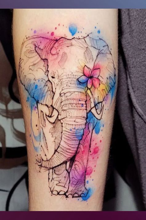 https://www.instagram.com/baltapaprocki/ - Sao Paulo Half Elephant Tattoo, Traditional Tattoo Elephant, Traditional Elephant Tattoo, Elephant Tattoo Ideas, Elephant Thigh Tattoo, Traditional Elephant, Cute Elephant Tattoo, Watercolour Tattoos, Surf Tattoo