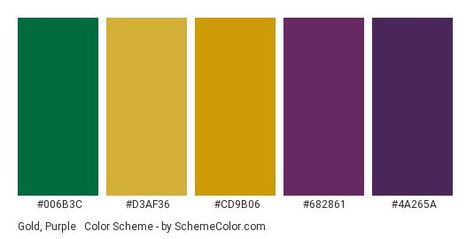 Purple Green Color Scheme, Purple And Gold Color Palette, Purple Hex, Purple Names, Green Color Scheme, Gold Color Palette, Hexadecimal Color, Green Name, Purple Color Schemes