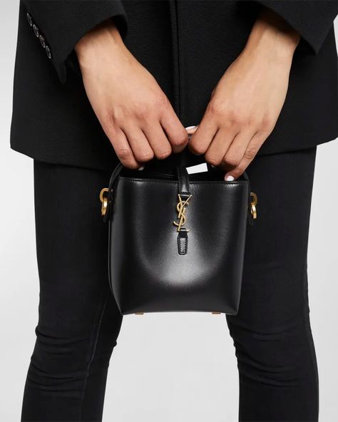 Saint Laurent Le 37 Mini YSL Bucket Bag in Smooth Leather | Neiman Marcus Ysl Le 37, Ysl Bag 2022, Ysl Cassandra Mini, Ysl Mini Bag, Ysl Bucket Bag, Luxury Mini Bag, Delvaux Bag, Mini Designer Bags, Black Bucket Bag