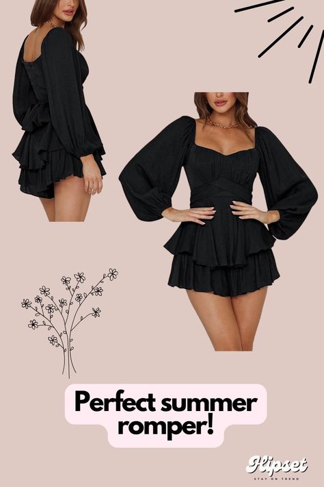 spring/summer outfit - cute romper Short Romper, Romper Black, Summer Weather, Mini Short, Cute Spring, Short Rompers, Amazon Affiliate, Jumpsuits For Women, Spring Outfits