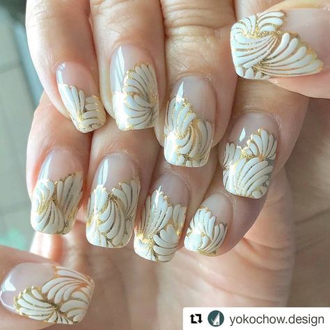 Akina on Instagram: “Art Deco vibes  for @yokochow.design 🖤 📷credit: @yokochow.design . . . #nails #nailart #gelnails #naildesign #negativespacenails…” Art Deco Acrylic Nails, Art Deco Wedding Nails, Art Nouveau Nail Art, Art Nouveau Nails, Deco Nails, Negative Space Nails, Art Deco Nails, Design Nails, Art Deco Wedding