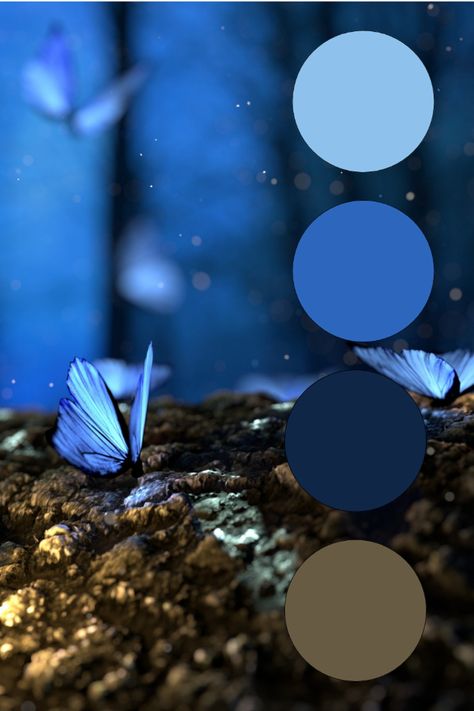 Night butterfly color palette Blue Butterfly Color Palette, Butterfly Color Palette, Dark Blue Color Palette, Night Butterfly, Blue Morpho Butterfly, Blue Color Palette, Palette Design, Art Help, Morpho Butterfly