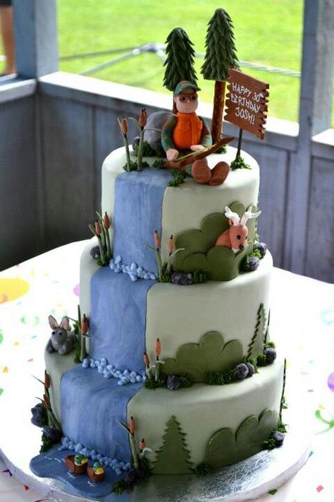 Birthday cake for an outdoorsman Duck Hunting Cakes, Grooms Cake Hunting, Hunting Birthday Cakes, Hunting Cake, Hunting Birthday, 10 Birthday Cake, Birthday Cakes For Men, Modeling Chocolate, Cakes For Men