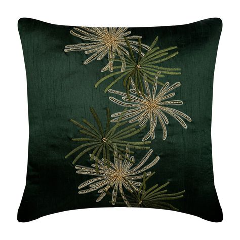 Euro Sham Covers 26x26 Silk Euro Sham Cover with Embroidery and Beads - Green Foliage https://etsy.me/2HNd89a #housewares #pillow #green #housewarming #bedroom #silk #embroidered #pillowcover #cushioncover Silk Throw Pillows, Silk Pillow Cover, Green Throw, Floral Throw Pillow Covers, Green Throw Pillows, Meme Design, Silk Cushions, Tropical Style, Floral Throw Pillows