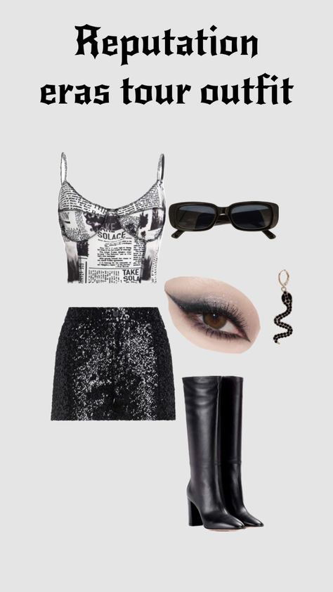 Reputation outfit #outfitinspo #reputationera #reputation #erastour #taylorswift Reputation Outfits, Outfit Inso, Taylor Outfits, Taylor Swift Party, Taylor Swift Tour Outfits, Baby Fashionista, Swift Tour, Outfit Layout, Taylor Swift Outfits