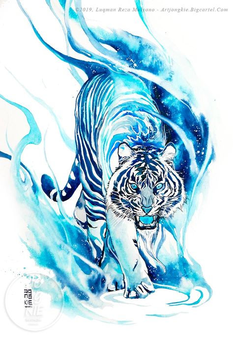 Image of Baihu The White Tiger Tiger Artwork, Tiger Drawing, Tiger Wallpaper, Il Re Leone, Tiger Pictures, Lion Wallpaper, The Runaway, Big Cats Art, Blue Tiger