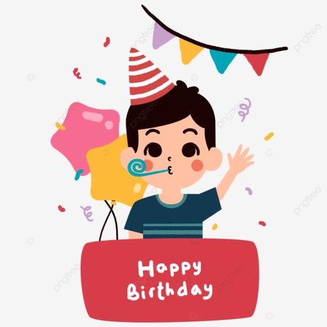 Stickers Smile, Happy Birthday Cartoon, Happy Birthday Cute, Card Character, Happy Birthday Illustration, Cartoon Party, Happy Birthday Boy, Happy Birthday Png, Balloon Cartoon