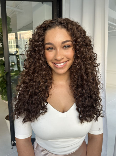 This Bebonia clip-in install featuring our NEW Curly Chocolate Brown shade is everything! 😍 Who else is obsessed with this color? 🙋‍♀️ Chocolate Brown Hair Curly, Chocolate Brown Curly Hair, Brown Hair Curly, Brown Curly Hair, Chocolate Hair, Chocolate Brown Hair, Curly Hair Extensions, Brown Shade, Brown Shades