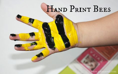 Yellow Day Activities Preschool, Bee Activities, Bee Artwork, Toddler Art Projects, Finger Plays, Alphabet Crafts, Handprint Craft, Animal Crafts For Kids, Bee Crafts