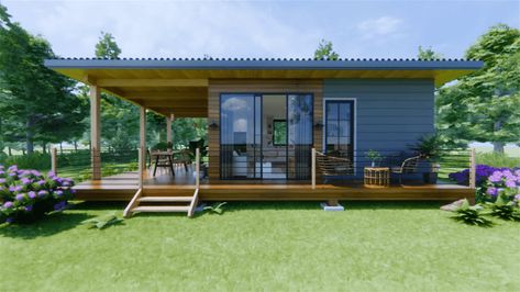 Beautiful and Modern Tiny House 6m x 5m - Dream Tiny Living Nha Cap 4, Tiny Farmhouse, Tiny Container House, Modern Small House Design, Tiny House Plan, Small Modern Home, House Design Plans, Tiny House Floor Plans, Weekend House