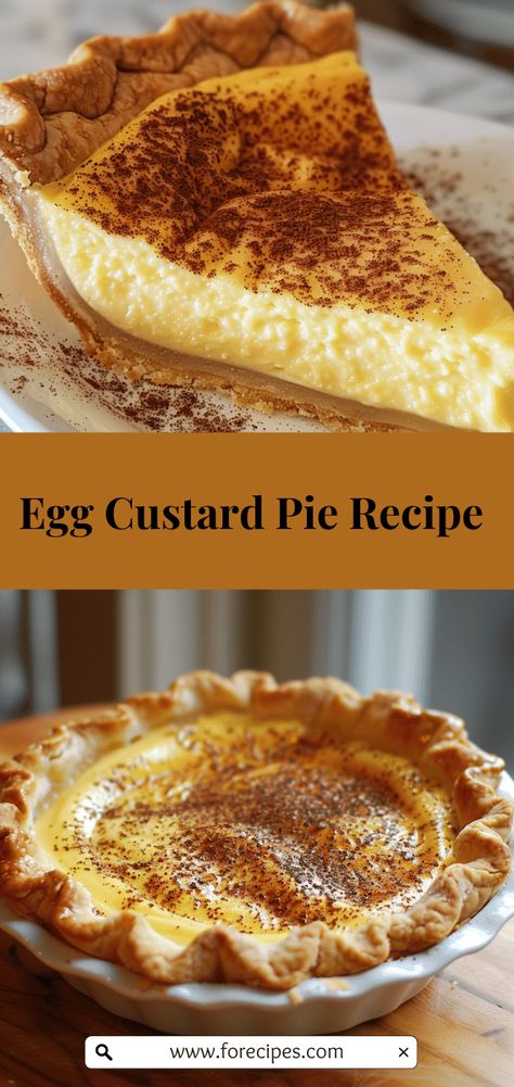 Classic Egg Custard Pie Recipe | Easy & Delicious Old Fashioned Custard Pie, Egg Custard Pie Recipe, Old Fashioned Custard, Egg Custard Pie, Custard Pies, Quick Foods, Yummy Pies, Custard Pie Recipe, Homemade Pie Crust Recipe