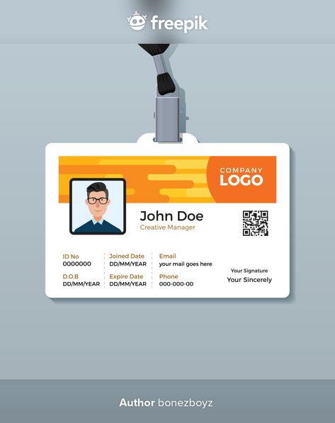 Creative employee id card design templat... | Premium Vector #Freepik #vector #background #mockup #business #design Employee Card Design Creative, Employee Id Card Design Creative, Id Card Design Template, Id Card Design, Employee Id Card, Punjabi Wedding Couple, Employees Card, Corporate Id, Card Design Template