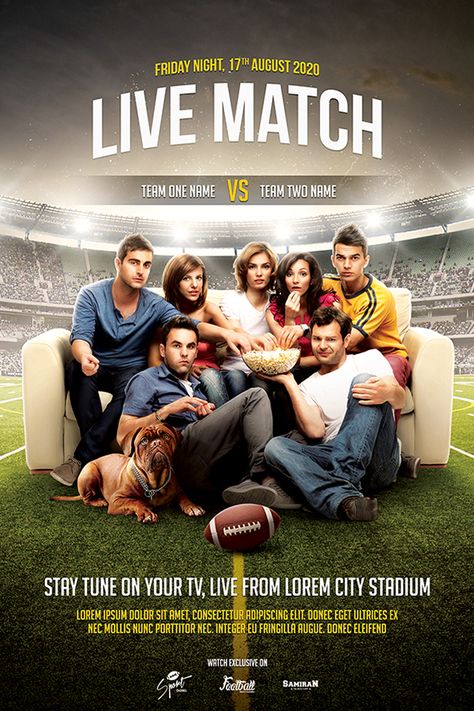 Live Match Football Flyer Template Cricket Posters, Flyer Templates Design, Poster Template Free, Live Match, Graphic Design Brochure, Publicidad Creativa, Flyer Layout, Good Day Song, Sports Flyer