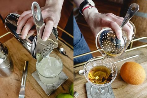 Everything You Need to Know About Cocktail Strainers. And What Kind to Buy. Bar Basics, Cocktail Strainers, Cocktail Strainer, Home Bar, Liquor, How To Use, Need To Know, Hobbies, House Design