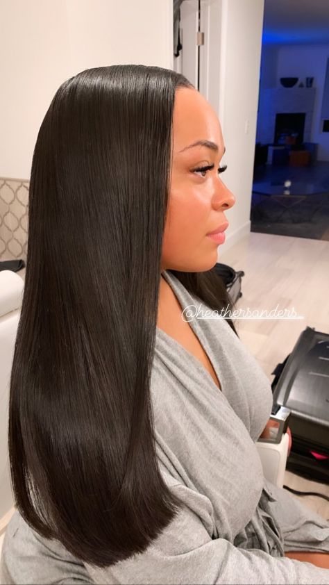 Heather Sanders, Bone Straight Hair, Silk Press Natural Hair, Beautiful Black Hair, Side Part Hairstyles, Black Ponytail Hairstyles, Weave Styles, Sew Ins, Protective Hairstyles Braids