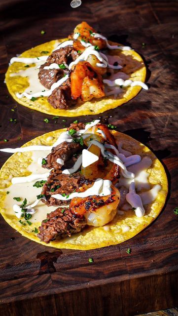 Steak Shrimp Tacos, Steak And Shrimp Tacos Recipe, Surf And Turf Tacos Recipe, Surf And Turf Tacos, Shrimp Surf And Turf, Steak Surf And Turf, Surf & Turf, Healthy Steak, Surf N Turf