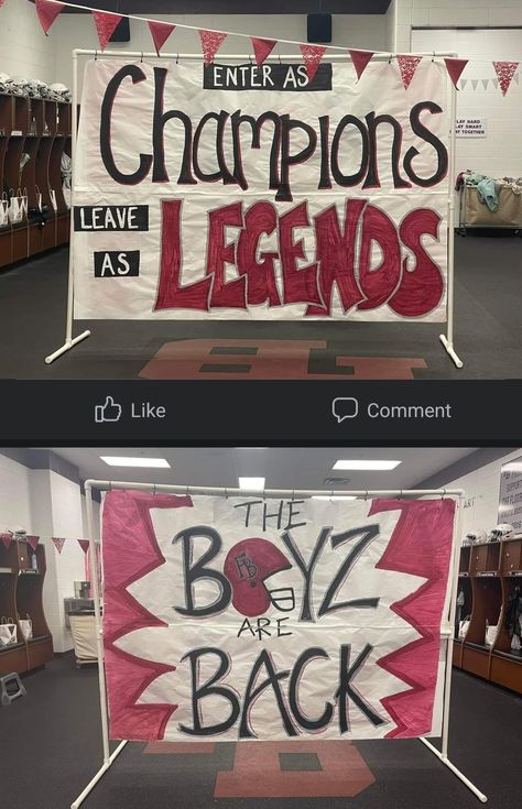 School Spirit Photo Backdrop, High School Football Game Poster Ideas, Playoff Run Through Signs, Pep Rally Banner Ideas, Club Rush Poster Ideas, First Football Game Poster Ideas, Cheer Tryout Posters, Homecoming School Spirit Ideas, Western Pep Rally Ideas