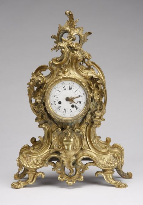 19th c. French Rococo style gilt bronze clock . #AntiqueClocks #victorian #Clocks #Antique #mechanical #gosstudio  .  ★ We recommend Gift Shop: http://www.zazzle.com/vintagestylestudio ★ Rococo Clock, Victorian Clock, Victorian Clocks, Classic Clock, Antique Wall Clocks, Clock Design Ideas, Unusual Clocks, Cute Clock, Gold Clock