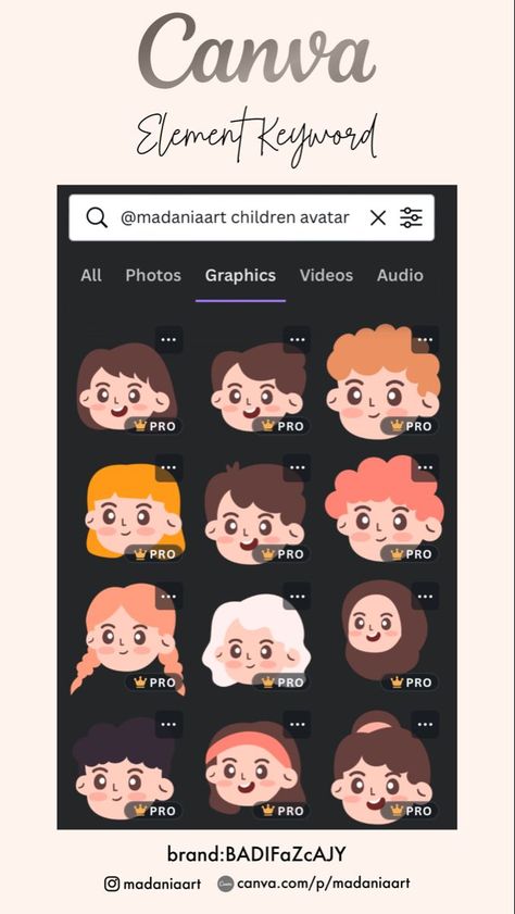 Canva Elements Keyword Children Avatar simple Canva Avatar Element, Canva Free Elements, Canva Idea, Canva Codes, Canva Keywords, Coloring For Boys, Alphabet Photos, Canva Edit, Canva Fonts
