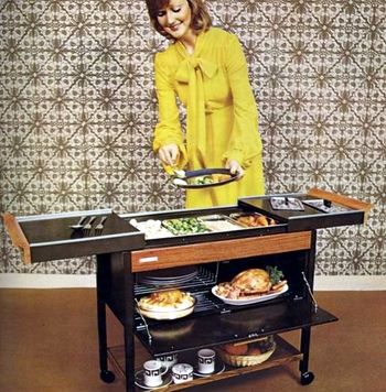 Hostess Trolley, Pyrex Dishes, Metal Sideboard, Prime Steak, Pizza Oven, Pyrex, Childhood Memories, Sideboard, Pop Culture