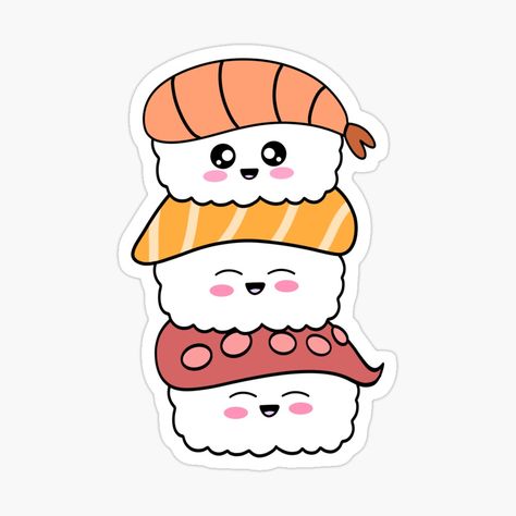 Get my art printed on awesome products. Support me at Redbubble #RBandME: https://www.redbubble.com/i/sticker/cute-sushi-stack-salmon-shrimp-sushi-by-vandepasch/146167484.EJUG5?asc=u Sushi Stack, Sushi Cartoon, Shrimp Sushi, Cute Sushi, Kawaii Sushi, Rug Tufting, Sushi Design, Salmon And Shrimp, Canvas Drawings