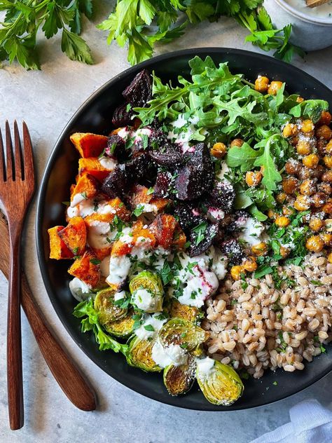 Roasted Veggies And Farro, Broccoli Farro Bowl, Root Vegetable Bowl, Kale Grain Bowl, Grilled Veggie Bowl, Farro Breakfast Bowl, Farro Grain Bowl, Summer Grain Bowl, Vegan Grain Bowls