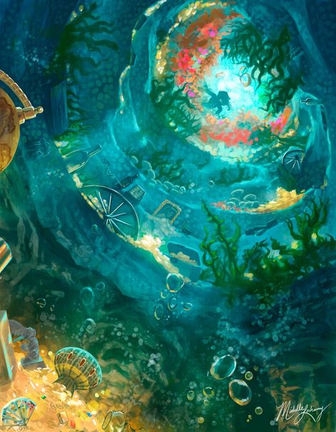 Mermaid Grotto, Underwater Scene, Disney Background, Underwater Art, Pinturas Disney, Deviant Art, Mermaid Art, 판타지 아트, Jolie Photo