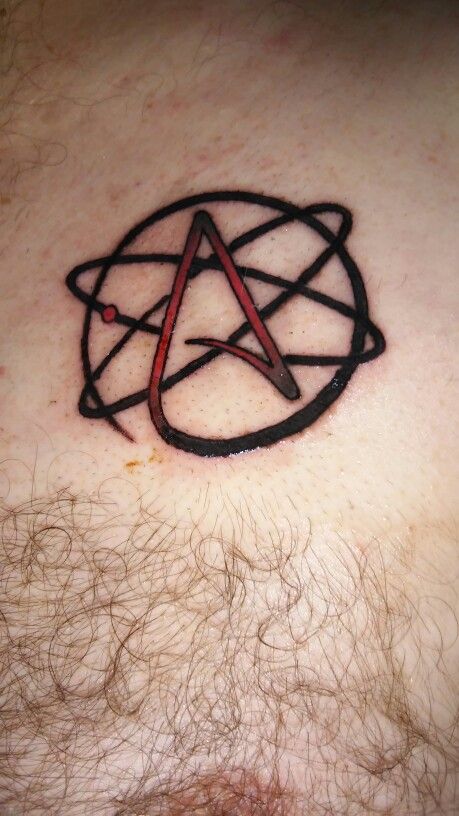 El Hubberto's new tattoo. Agnostic Tattoo, Atheist Symbol, Science Tattoos, Viking Symbols, Photo Frame Gallery, Buddhist Art, Deathly Hallows Tattoo, New Tattoos, Jesus Fish Tattoo