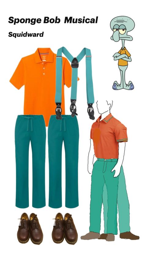 Wizard Spongebob Costume, Diy Squidward Costume, Mr Krabs And Squidward, Handsome Squidward Costume, Squidward Costume, Mr Krabs Violin, Mr Rogers, Spongebob Squarepants, Halloween