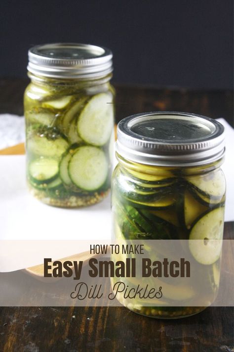 Are you looking for a small batch pickling recipe for your garden harvest? This post will walk you through how to quickly and easily pickle your cucumbers in a small batch so you can have crunchy, crispy, dill pickles whenever you’re craving them! Dill Pickle Recipe Small Batch, Crispy Dill Pickles, Pickles Homemade Easy, Homemade Mason Jar Gifts, Canning Pickles Recipe, Homemade Dill Pickles, Mason Jar Gift Ideas, Jar Gift Ideas, Homemade Pickles Dill