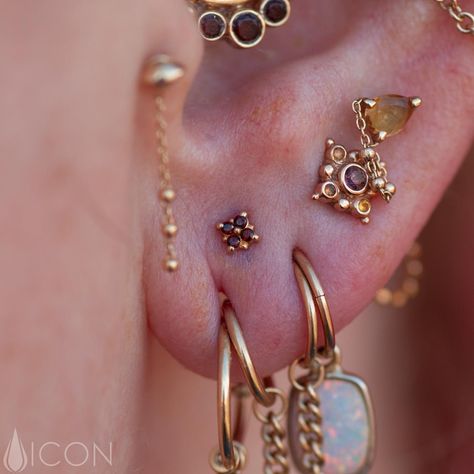 Elevated Lobe Piercing, Cluster Lobe Piercing, Ear Piercing Curation Gold, Stacked Earlobe Piercing, Ear Curation Gold, Stacked Ear Lobe Piercing, Gold Ear Curation, Stacked Lobe Piercing, Ear Piercing Curation