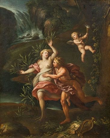 Maratta Carlo | Apollo and Daphne | MutualArt Santa Filomena, Roman Gods, Greek Mythology Art, Roman Art, Mythology Art, National Art, Greek Art, Old Master, Art And Architecture