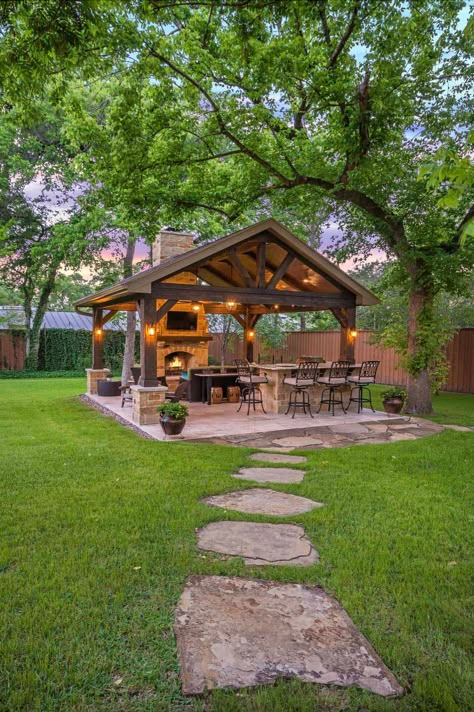 Rustic Patio, Backyard Fireplace, Backyard Gazebo, Beautiful Patios, Backyard Retreat, Pergola Patio, Small Garden Design, Backyard Patio Designs, Outdoor Kitchen Design