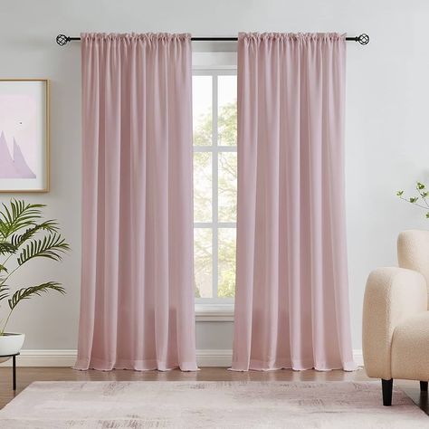 Amazon.com: Melodieux Dusty Pink Velvety Semi Sheer Curtains 63 Inches Long for Bedroom, Living Room Natural Cotton Texture Rod Pocket Window Sheer Drapes, 52 by 63 Inch (2 Panels) : Home & Kitchen Dusty Pink Curtains, Pink Sheer Curtains, Living Room Natural, Semi Sheer Curtains, Pink Blackout Curtains, Window Sheers, Pocket Window, Natural Living Room, Pink Curtains