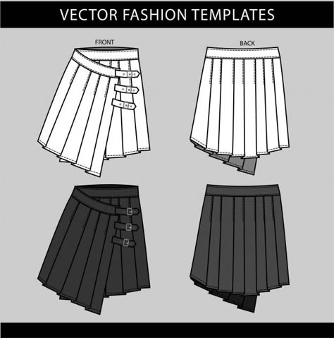 Pleated mini skirt fashion flat sketch t... | Premium Vector #Freepik #vector #woman #beauty #clothes #lady Pleats Sketch Fashion Design, Mini Skirt Design Sketch, Pleated Skirt Fashion Illustration, Mini Skirt Flat Sketch, Pleated Skirt Technical Drawing, Pleated Skirt Illustration, Pleated Skirt Sketch, Skirt Illustration Sketches, Skirt Fashion Sketch