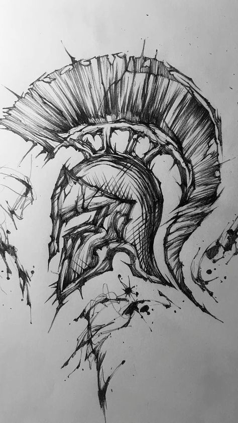 Sparta Tattoo, Witcher Tattoo, Spartan Tattoo, Warrior Drawing, Tattoo Zeichnungen, Warrior Tattoos, Art Doodles, Spartan Helmet, Tattoos Geometric