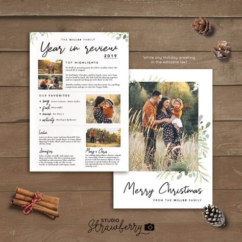 Year in review Christmas Card template Year In Review Template, Year In Review Christmas Card, Christmas Infographic, Diy Christmas Photoshoot, Christmas Letter Template, Christmas Newsletter, Review Template, Traditional Christmas Cards, Christmas Card Pictures