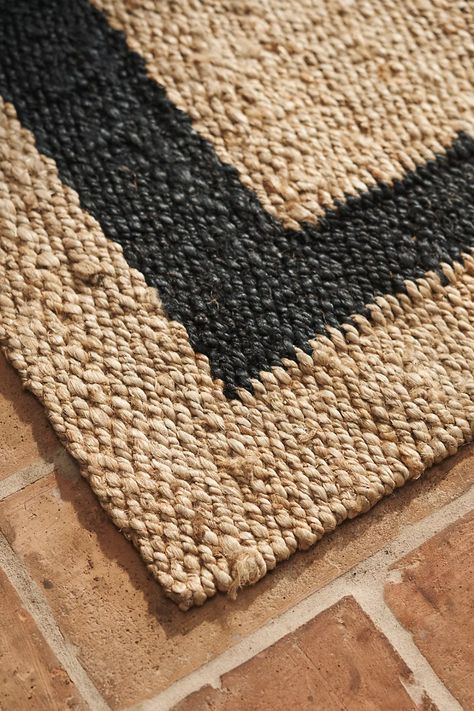 Black Border Jute Rug | Anthropologie Black And Jute Rug, Hessian Rug, Townhome Decor, Soft Jute Rugs, Rug Anthropologie, Outdoor Jute Rug, Townhome Decorating, Hemp Rug, Room Refresh