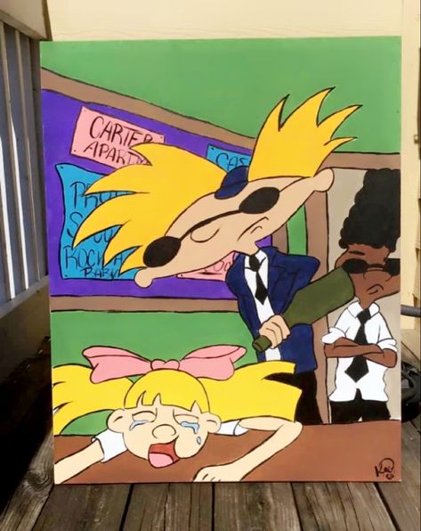 Hey Arnold Painting, Character Paintings, New Jack City, Picture Poster, Nickelodeon Cartoons, Fashion Artwork, Hey Arnold, New Jack, Cute Canvas Paintings