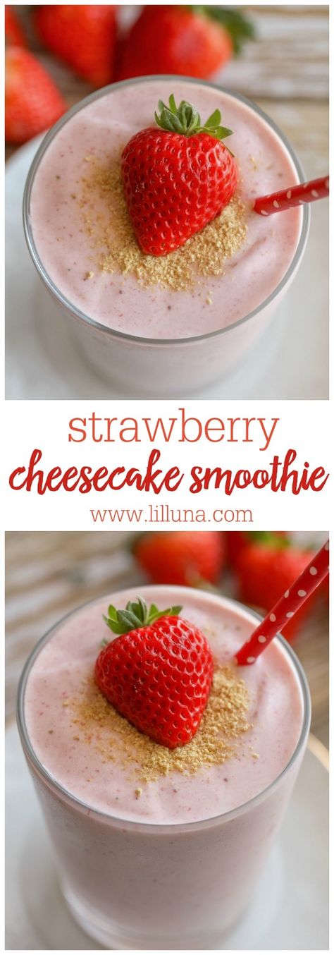 Strawberry Cream Cheese Smoothie, Cream Cheese Smoothie, Strawberries And Cream Smoothie, Smoothie Shops, Strawberry Cheesecake Smoothie, Strawberries Cream Cheese, Blendtec Recipes, Cheesecake Smoothie, Coconut Dessert